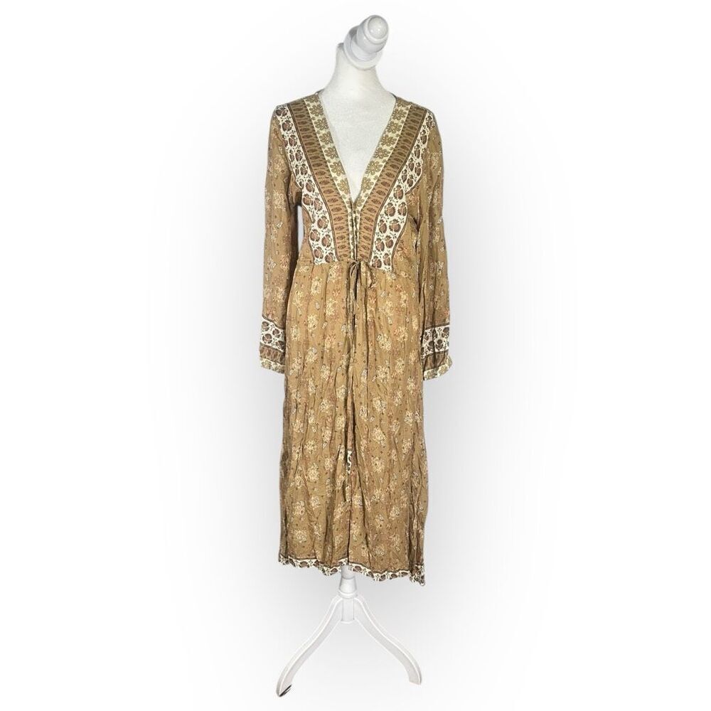 The Fox and the Mermaid Women's Size M/L BOHO Long Sleeve Tunic Maxi Dress